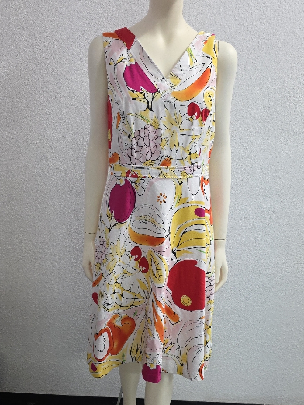 Julian Taylor Fruit Multicolor Print Fit & Flare Dress Size 14